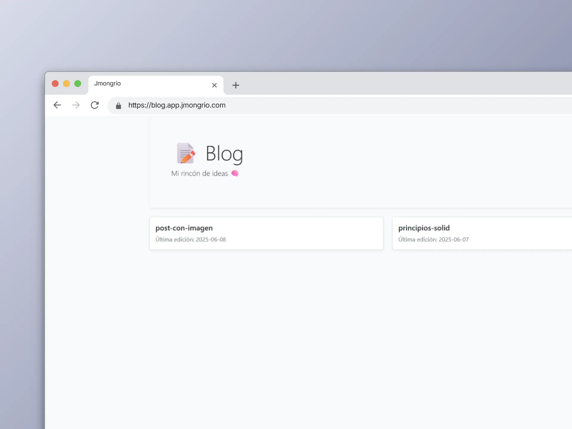 Captura del sitio Blog